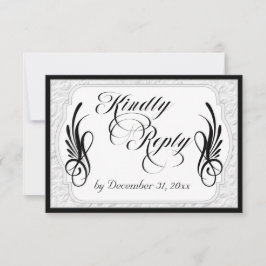 Tarjeta De Confirmación De Asistencia Caligrafía elegante y relieve falso - Blanco/Negro