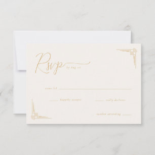 Tarjeta De Confirmación De Asistencia Caligrafía geométrica beige elegante