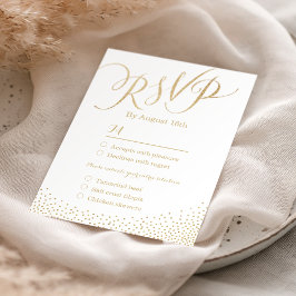 Tarjeta De Confirmación De Asistencia Caligrafía moderna de purpurina de oro de glamur f
