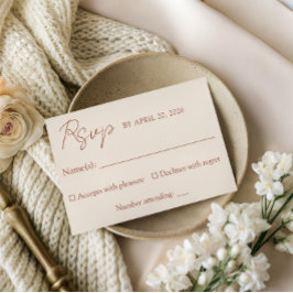 Tarjeta De Confirmación De Asistencia Caligrafía moderna elegante Tarjeta de bodas minim