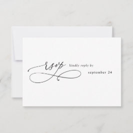 Tarjeta De Confirmación De Asistencia Caligrafía moderna en blanco y negro 3 w Carne RSV