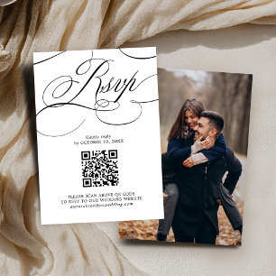 Tarjeta De Confirmación De Asistencia Caligrafía moderna eterna Código QR negro Foto