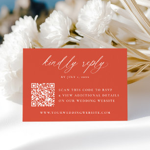 Tarjeta De Confirmación De Asistencia Caligrafía moderna Verona Sunset QR Boda de código