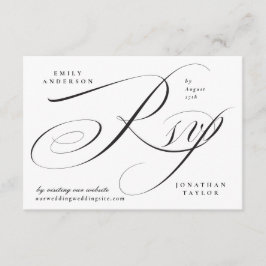 Tarjeta De Confirmación De Asistencia Caligrafía romántica elegante en blanco y negro