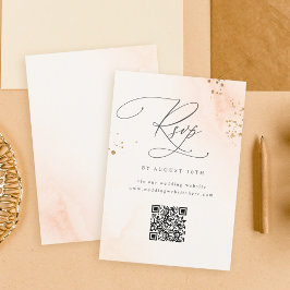 Tarjeta De Confirmación De Asistencia Caligrafía Rubor Boda de acuarela rosa QR