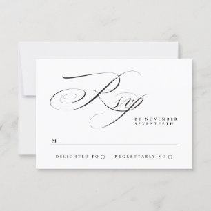 Tarjeta De Confirmación De Asistencia Calligrafía simple tradicional Boda de puntas negr