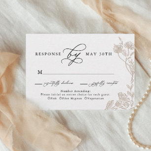 Tarjeta De Confirmación De Asistencia Calligrafía Vintage Floral Dibujada a Mano para Bo