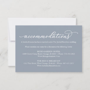 Tarjeta De Confirmación De Asistencia Calligraphy Boda Accommodation Dusty Blue Card