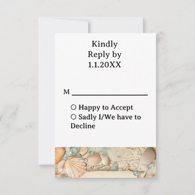 Tarjeta De Confirmación De Asistencia Camaradas de bodas de playa 2 (Reverso)