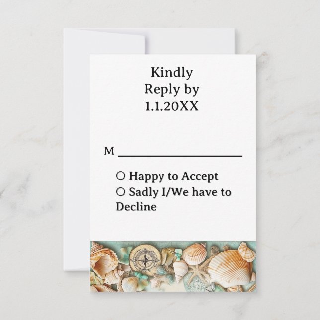 Tarjeta De Confirmación De Asistencia Camaradas de bodas en la playa (Reverso)