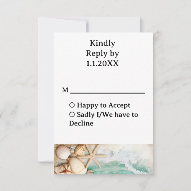 Tarjeta De Confirmación De Asistencia Camaradas de bodas en la playa 3 (Reverso)