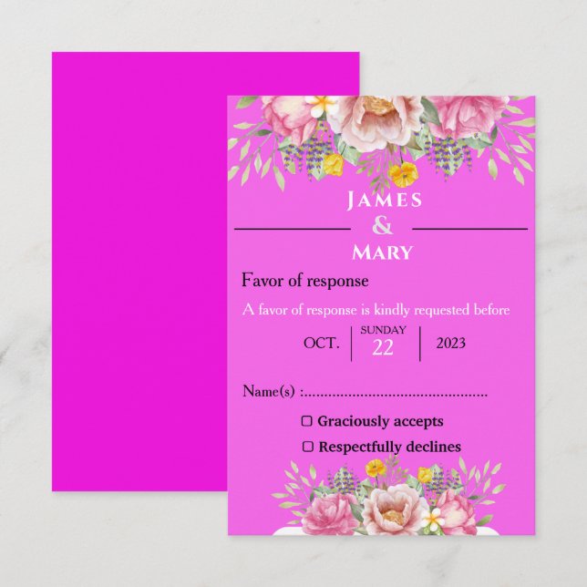 TARJETA DE CONFIRMACIÓN DE ASISTENCIA CAMPANAS DE BODAS (Anverso / Reverso)