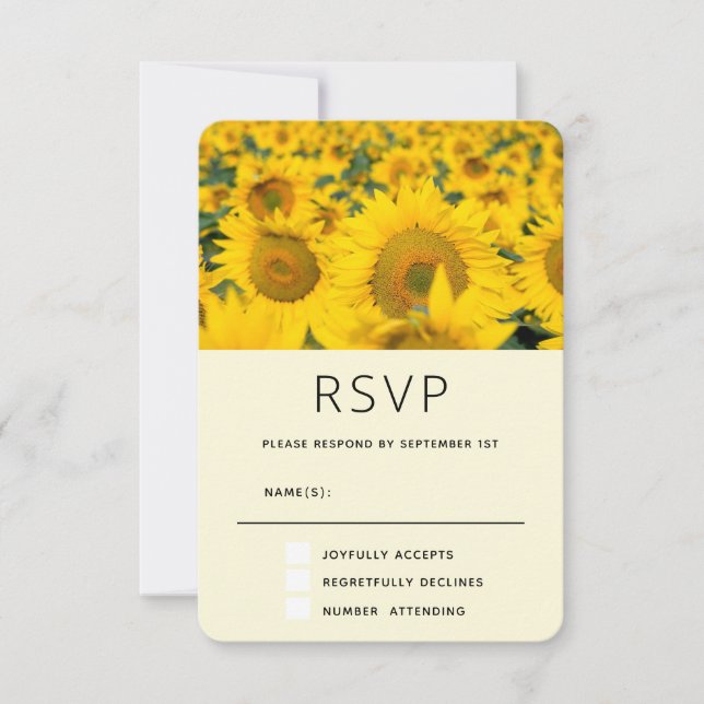 Tarjeta De Confirmación De Asistencia Campo amarillo de girasoles (Anverso)