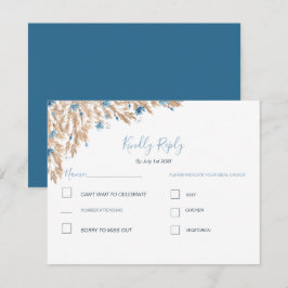 Tarjeta De Confirmación De Asistencia Campos de Boda Country Azul en Polvo