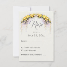 Tarjeta De Confirmación De Asistencia Canary Yellow Romantic Freesia  Floral Wedding