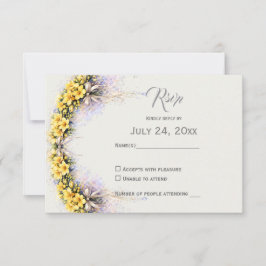 Tarjeta De Confirmación De Asistencia Canary Yellow Romantic Freesia  Floral Wedding