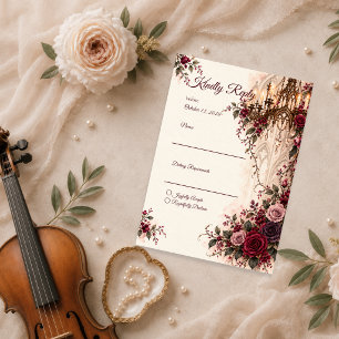 Tarjeta De Confirmación De Asistencia Candil de Boda Elegante Gótico