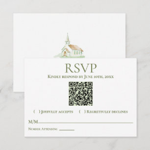 Tarjeta De Confirmación De Asistencia Capilla de Boda con Acuarela Elegante