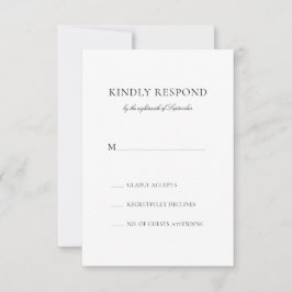 Tarjeta De Confirmación De Asistencia Caroline Simple Black Calligraphy Classic Boda