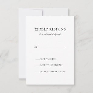 Tarjeta De Confirmación De Asistencia Caroline Simple Black Calligraphy Classic Boda