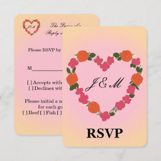 Tarjeta De Confirmación De Asistencia Carte-réponse mariage rose orange couronne coeur
