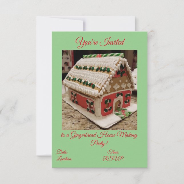 Tarjeta De Confirmación De Asistencia Casa de Gingerbread Invitando a la Fiesta (Anverso)
