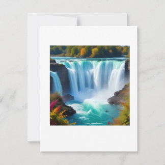 Tarjeta De Confirmación De Asistencia Cascada de agua turquesa majestuosa | Pared de nat