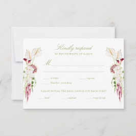 Tarjeta De Confirmación De Asistencia  Cascading Floral Bouquet Wedding