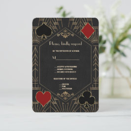 Tarjeta De Confirmación De Asistencia Casino Gold Black Gatsby 1920s Gambling Wedding