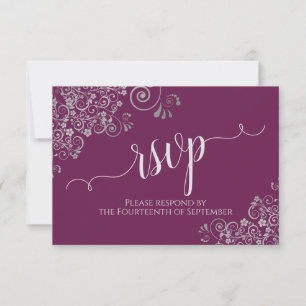 Tarjeta De Confirmación De Asistencia Cassis Purple Elegant Calligraphy Lacy Boda