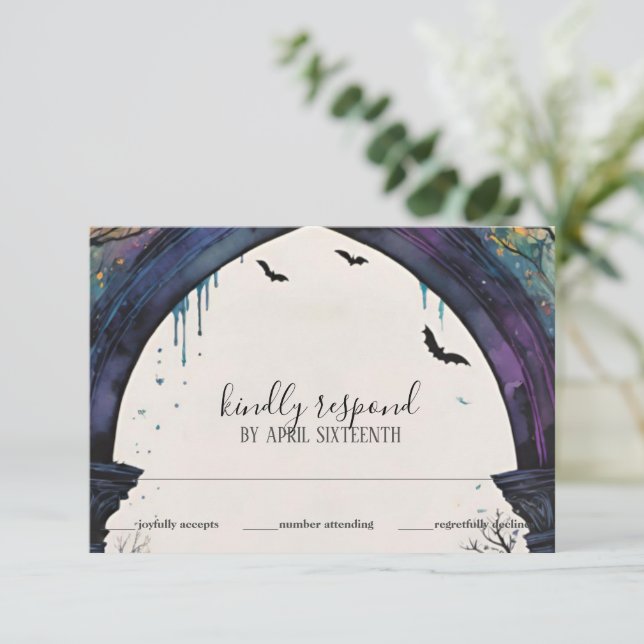 Tarjeta De Confirmación De Asistencia Castillo del bosque Rainbow Forest Arch Pagan Hand (Anverso de pie)