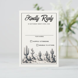 Tarjeta De Confirmación De Asistencia Casual Cactus Boda