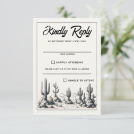 Tarjeta De Confirmación De Asistencia Casual Cactus Boda