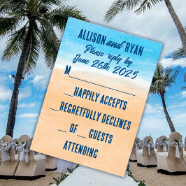 Tarjeta De Confirmación De Asistencia Casual Watercolor Beach Wedding