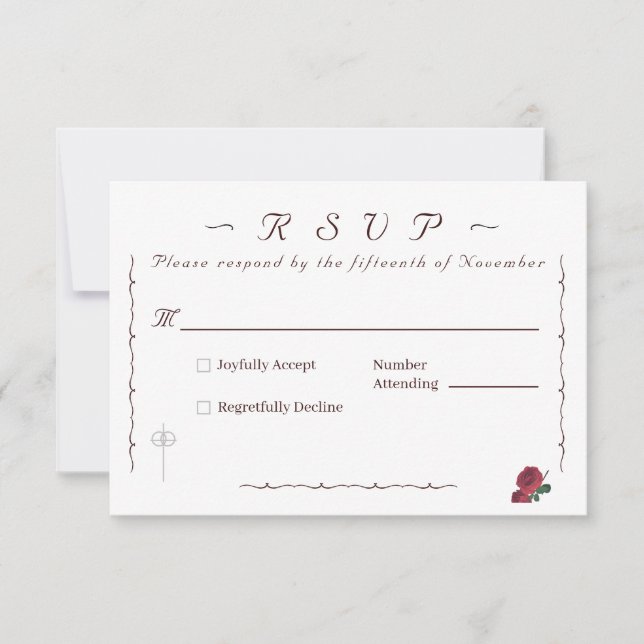 Tarjeta De Confirmación De Asistencia Católicos de Rosas finos (Anverso)