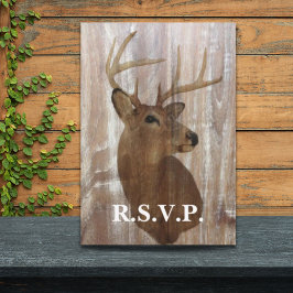 Tarjeta De Confirmación De Asistencia caza rústica de ciervos de grano de madera por bod