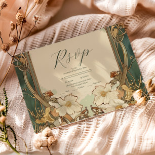 Tarjeta De Confirmación De Asistencia Celebración de Boda Art Nouveau Floral