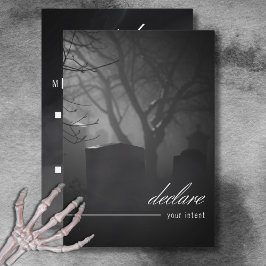 Tarjeta De Confirmación De Asistencia Cementerio gótico blanco y negro hasta la muerte C