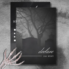 Tarjeta De Confirmación De Asistencia Cementerio gótico negro y blanco hasta la cena de 