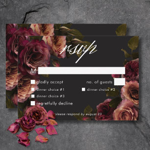Tarjeta De Confirmación De Asistencia Cena floral elegante, malhumorada y silenciada de 