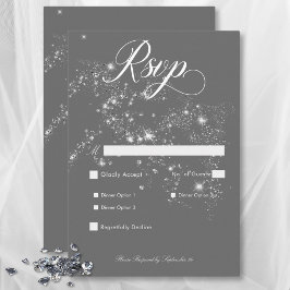 Tarjeta De Confirmación De Asistencia Cena moderna minimalista de diamantes de gris y gl