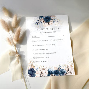 Tarjeta De Confirmación De Asistencia Ceremonia de Boda de Rosa azul y agitado de la Mar