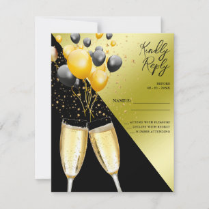 Tarjeta De Confirmación De Asistencia Champagne y Globos 40 cumpleaños
