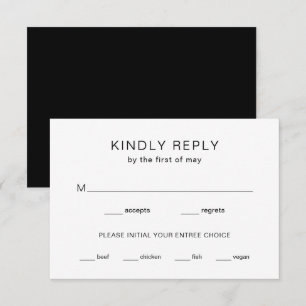 Tarjeta De Confirmación De Asistencia Chelsea Boda moderno blanco y negro