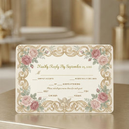 Tarjeta De Confirmación De Asistencia Cheritín Victoriano Rollo Ornamental Floral