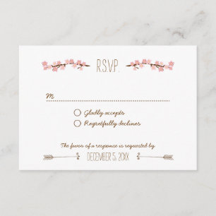 Tarjeta De Confirmación De Asistencia Cherry Blossom Wreath Boho Rustic Boda