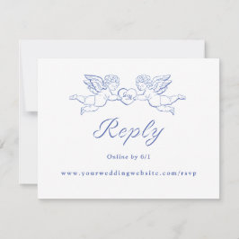 Tarjeta De Confirmación De Asistencia Cherub Cupid Couple Holding Heart Wedding Online