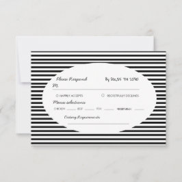Tarjeta De Confirmación De Asistencia Chic Bow Minimalist Stripe Black White