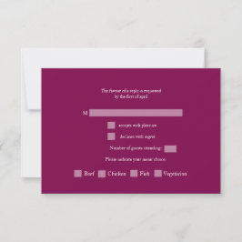 Tarjeta De Confirmación De Asistencia Chic deep pink Botanical Wedding Response Card