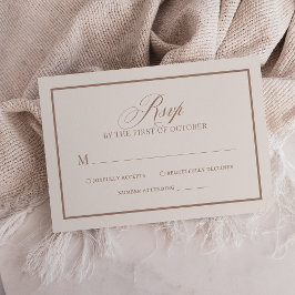 Tarjeta De Confirmación De Asistencia Chic Ivory and Taupe Border | Luxe Neutral Wedding